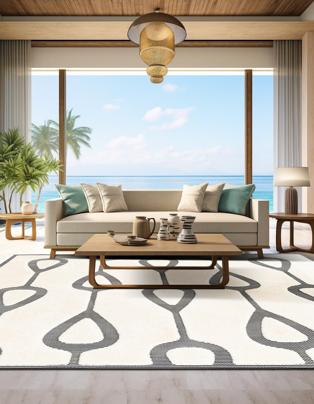 Ivory White 7' 10 x 7' 10 Prismatic Square Area Rug Modern Geometric Unique Design Carpet for Contemporary Interior Home Decorating for Sale at Rug Engine