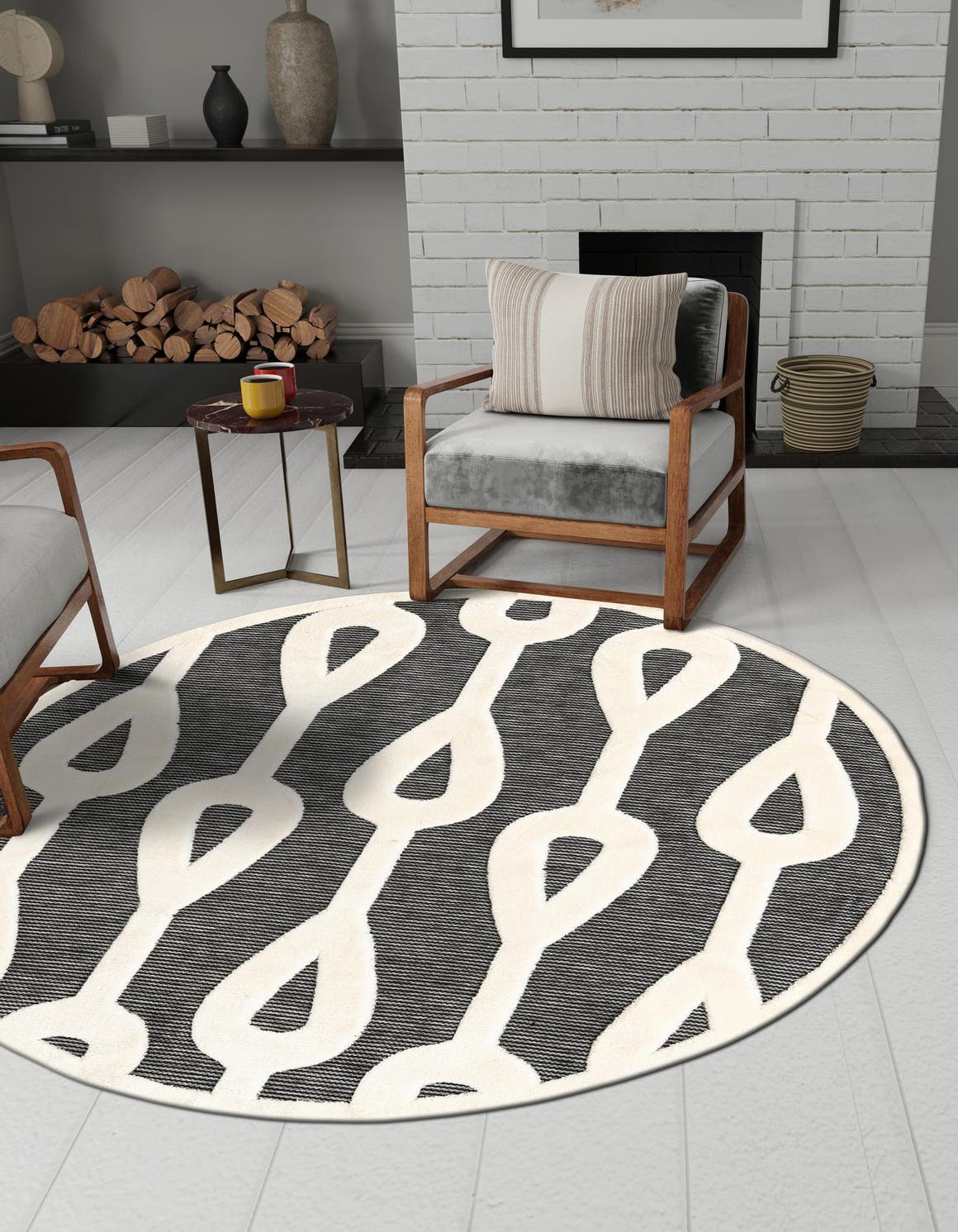 Gray 3' 1 x 3' 1 Prismatic Round Area Rug Modern Geometric Unique Design Carpet for Contemporary Interior Home Decorating for Sale at Rug Engine