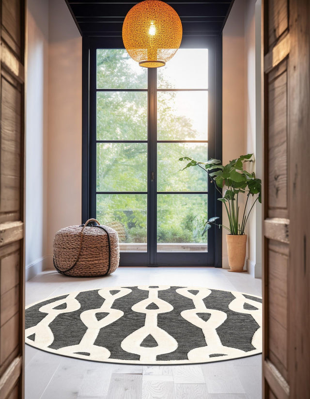 Gray 3' 1 x 3' 1 Prismatic Round Area Rug Modern Geometric Unique Design Carpet for Contemporary Interior Home Decorating for Sale at Rug Engine