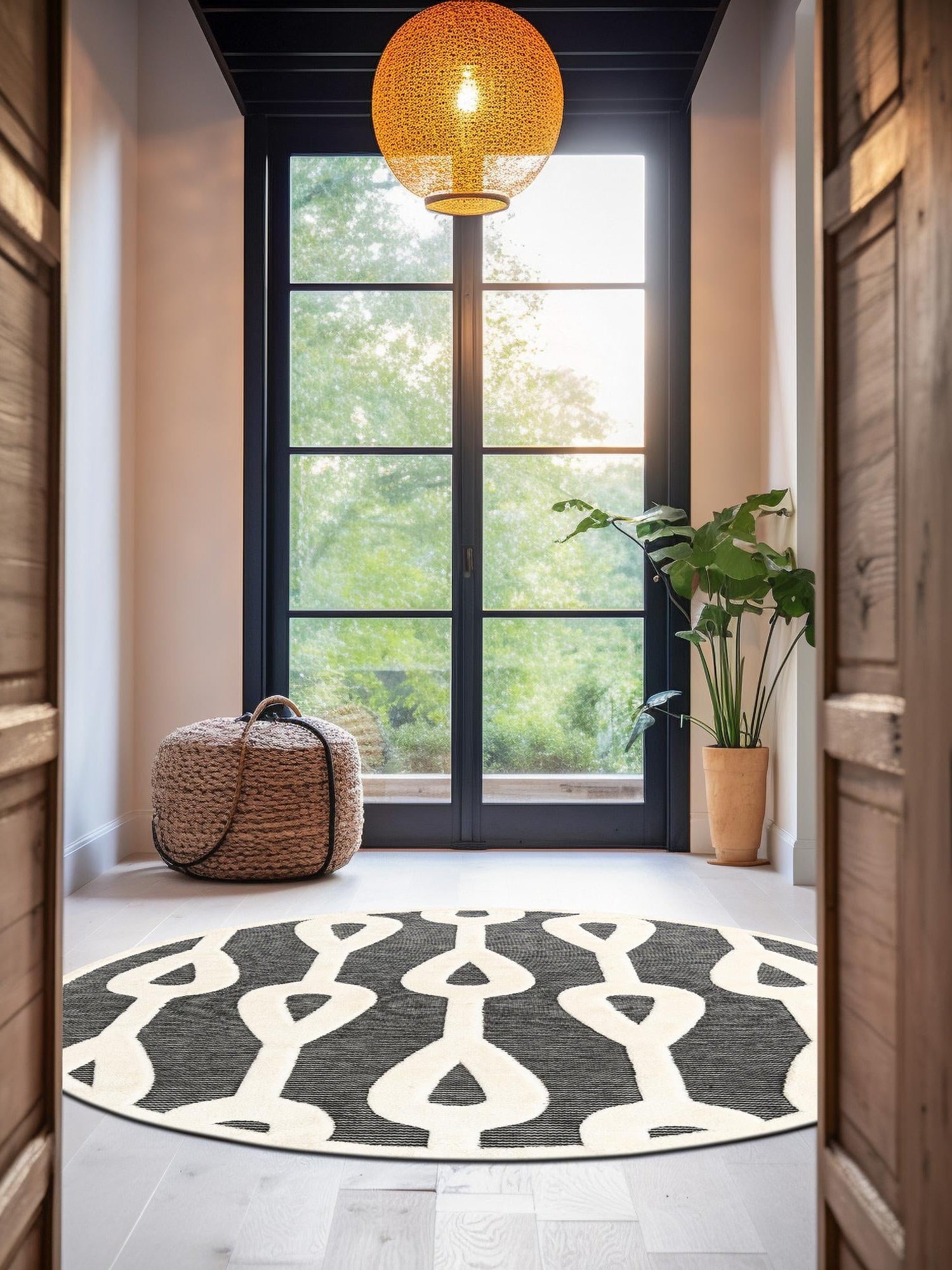 Gray 6' 1 x 6' 1 Prismatic Round Area Rug Modern Geometric Unique Design Carpet for Contemporary Interior Home Decorating for Sale at Rug Engine