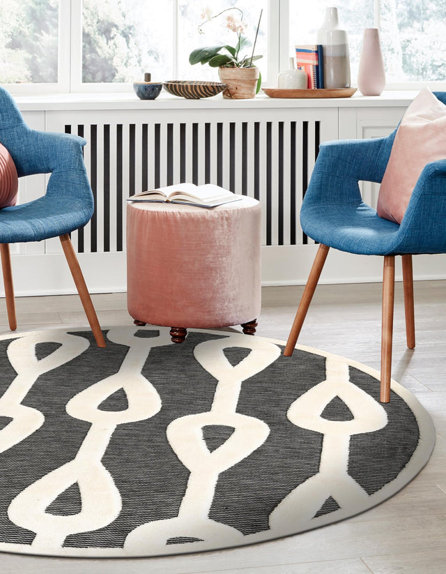 Gray 3' 1 x 3' 1 Prismatic Round Area Rug Modern Geometric Unique Design Carpet for Contemporary Interior Home Decorating for Sale at Rug Engine