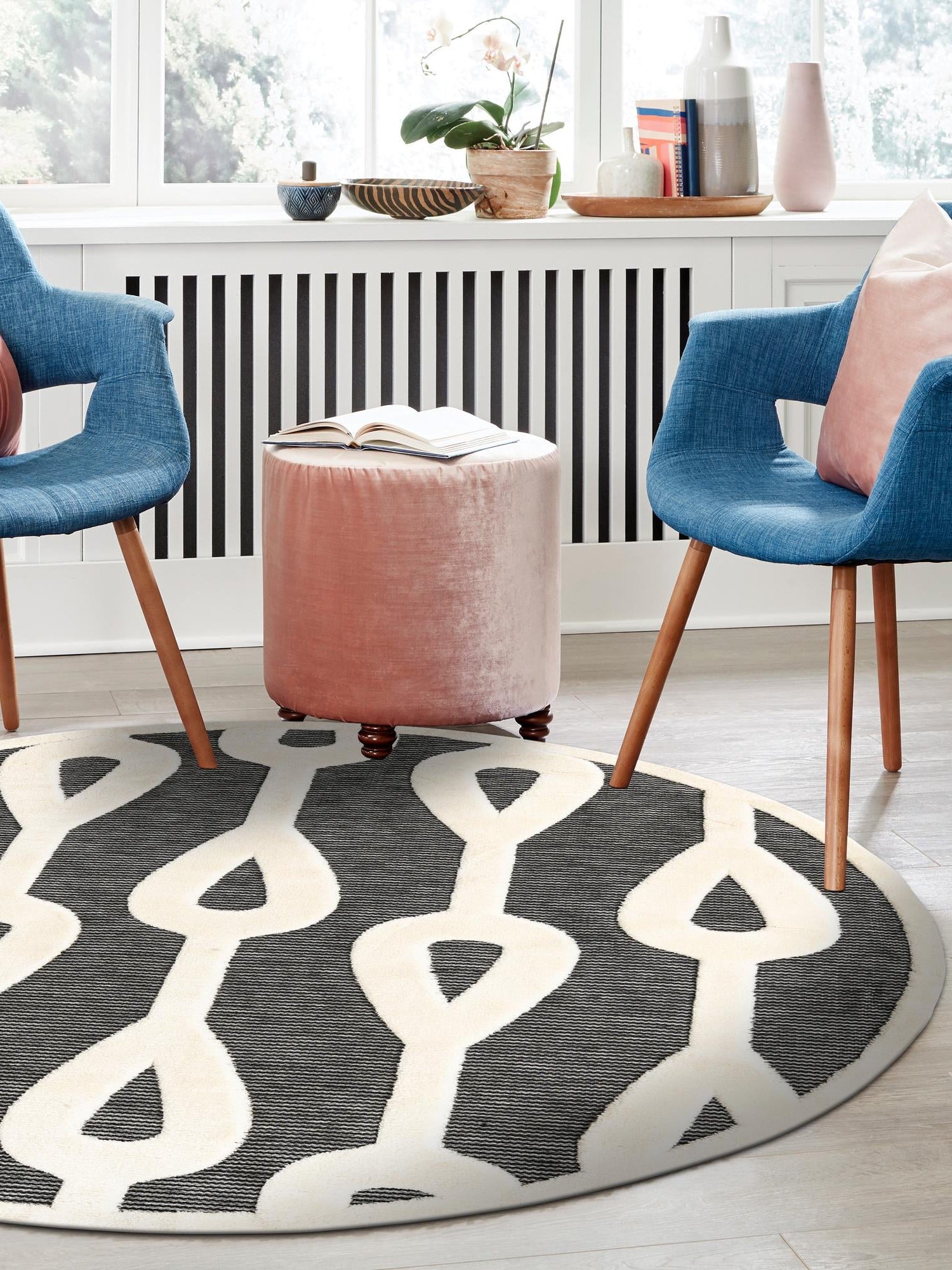 Gray 6' 1 x 6' 1 Prismatic Round Area Rug Modern Geometric Unique Design Carpet for Contemporary Interior Home Decorating for Sale at Rug Engine