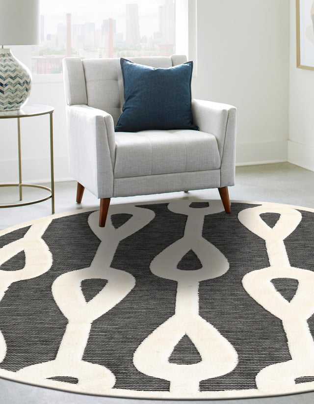 Gray 3' 1 x 3' 1 Prismatic Round Area Rug Modern Geometric Unique Design Carpet for Contemporary Interior Home Decorating for Sale at Rug Engine