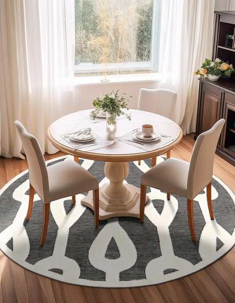 Gray 3' 1 x 3' 1 Prismatic Round Area Rug Modern Geometric Unique Design Carpet for Contemporary Interior Home Decorating for Sale at Rug Engine