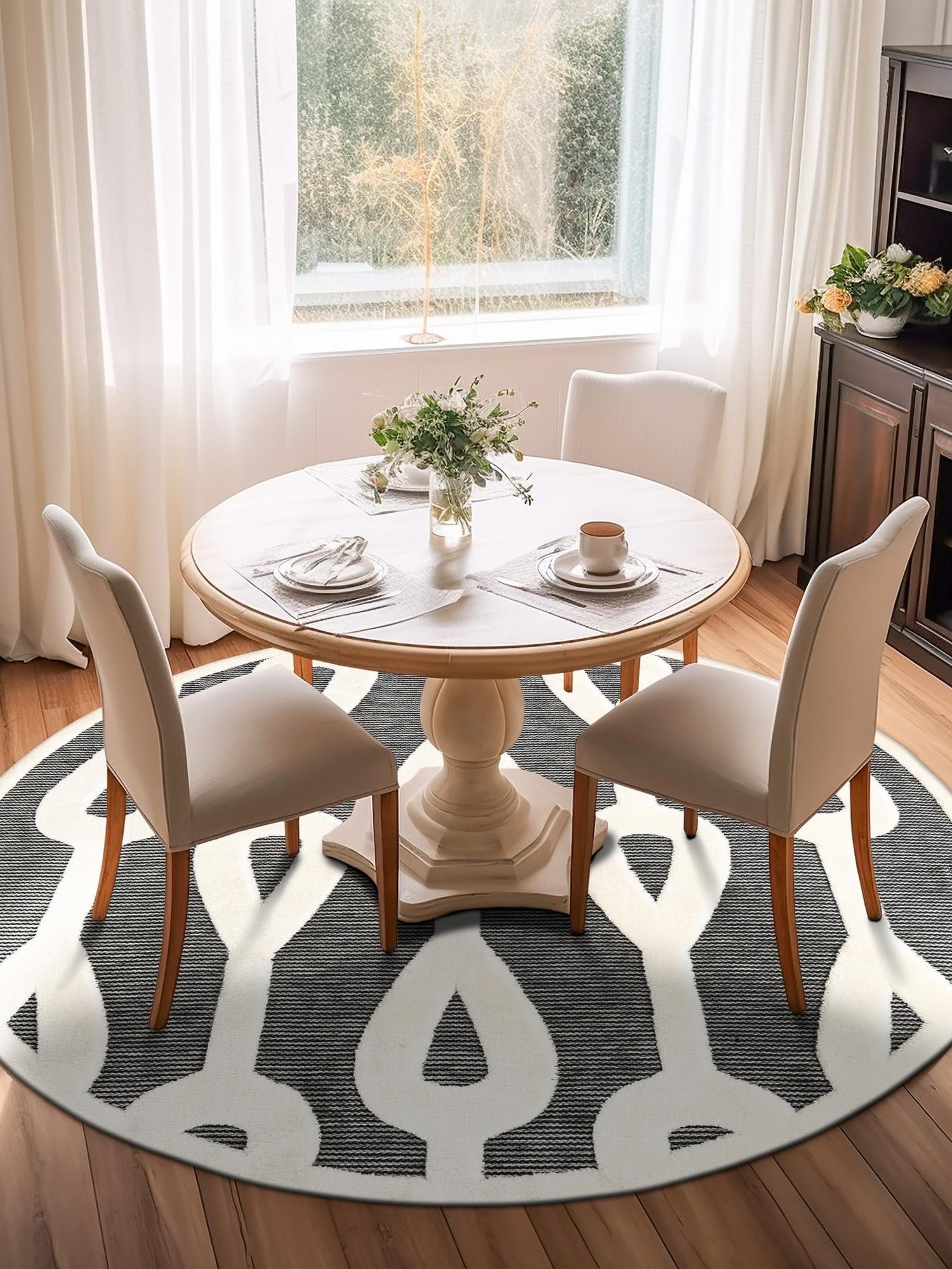 Gray 6' 1 x 6' 1 Prismatic Round Area Rug Modern Geometric Unique Design Carpet for Contemporary Interior Home Decorating for Sale at Rug Engine
