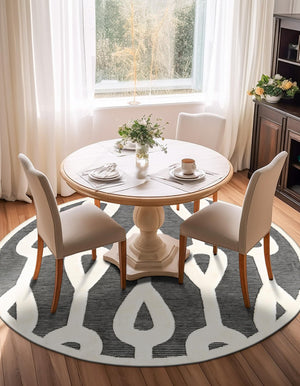 Gray 6' 1 x 6' 1 Prismatic Round Area Rug Modern Geometric Unique Design Carpet for Contemporary Interior Home Decorating for Sale at Rug Engine