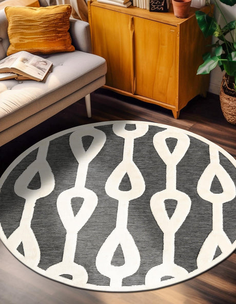 Gray 3' 1 x 3' 1 Prismatic Round Area Rug Modern Geometric Unique Design Carpet for Contemporary Interior Home Decorating for Sale at Rug Engine