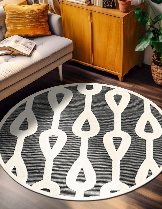 Gray 3' 1 x 3' 1 Prismatic Round Area Rug Modern Geometric Unique Design Carpet for Contemporary Interior Home Decorating for Sale at Rug Engine
