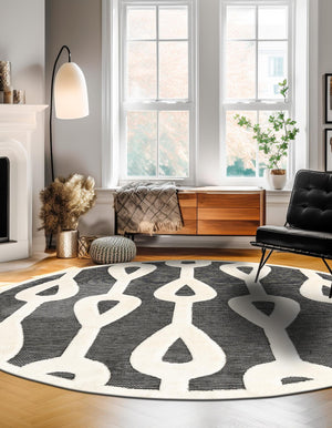 Gray 3' 1 x 3' 1 Prismatic Round Area Rug Modern Geometric Unique Design Carpet for Contemporary Interior Home Decorating for Sale at Rug Engine