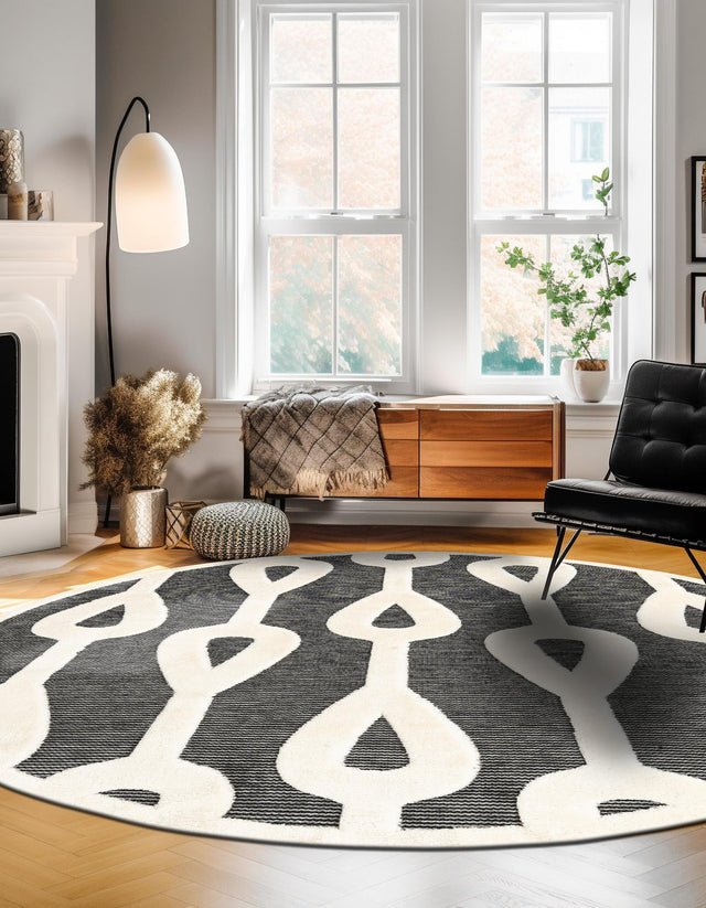 Gray 3' 1 x 3' 1 Prismatic Round Area Rug Modern Geometric Unique Design Carpet for Contemporary Interior Home Decorating for Sale at Rug Engine
