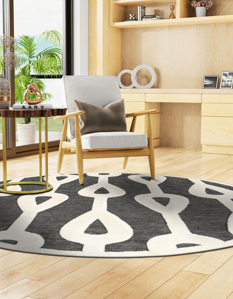 Gray 6' 1 x 6' 1 Prismatic Round Area Rug Modern Geometric Unique Design Carpet for Contemporary Interior Home Decorating for Sale at Rug Engine