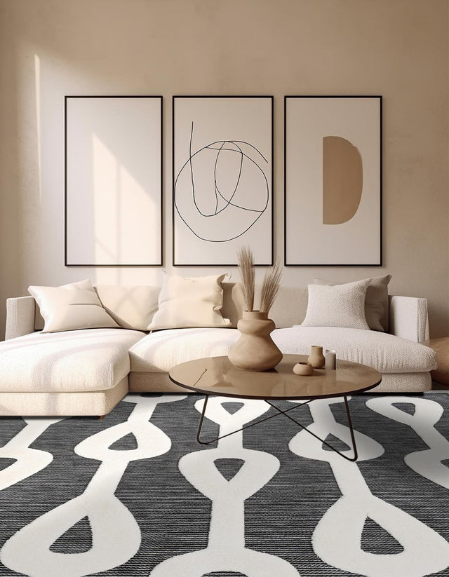 Gray 7' 10 x 7' 10 Prismatic Square Area Rug Modern Geometric Unique Design Carpet for Contemporary Interior Home Decorating for Sale at Rug Engine