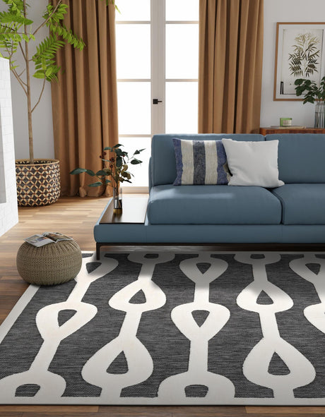 Gray 7' 10 x 7' 10 Prismatic Square Area Rug Modern Geometric Unique Design Carpet for Contemporary Interior Home Decorating for Sale at Rug Engine