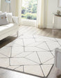 Ivory White 2' x 3' 1 Prismatic Rectangle Area Rug Modern Geometric Unique Design Carpet for Contemporary Interior Home Decorating for Sale at Rug Engine
