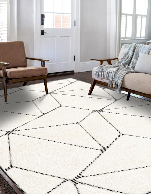 Ivory White 5' 1 x 7' 1 Prismatic Rectangle Area Rug Modern Geometric Unique Design Carpet for Contemporary Interior Home Decorating for Sale at Rug Engine