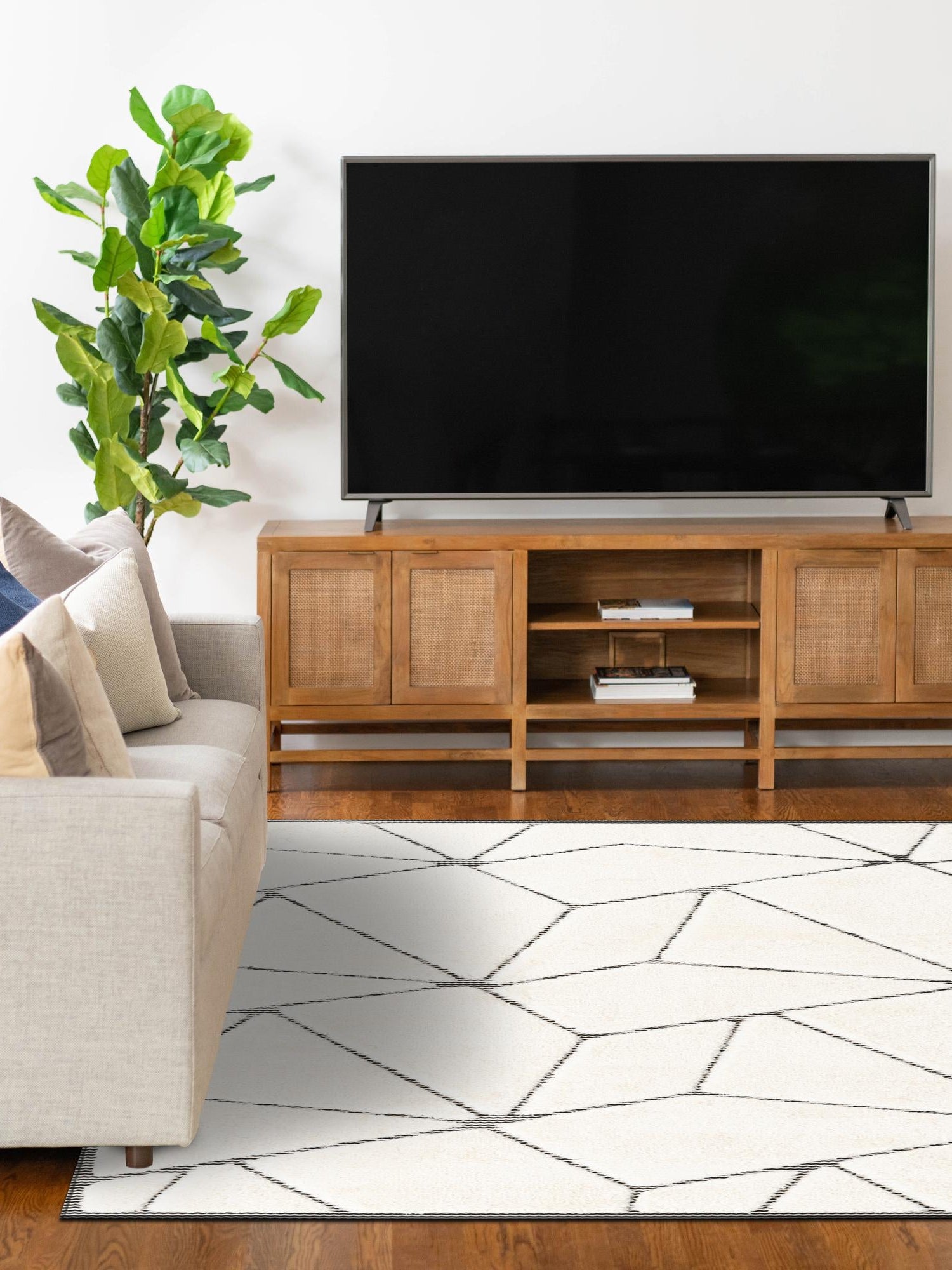 Ivory White 2' x 3' 1 Prismatic Rectangle Area Rug Modern Geometric Unique Design Carpet for Contemporary Interior Home Decorating for Sale at Rug Engine