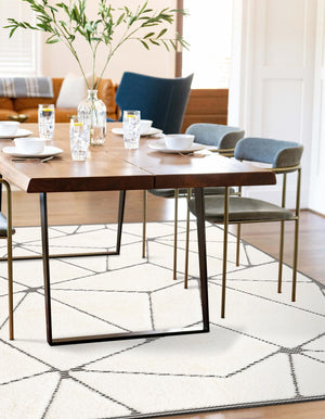 Ivory White 2' x 3' 1 Prismatic Rectangle Area Rug Modern Geometric Unique Design Carpet for Contemporary Interior Home Decorating for Sale at Rug Engine