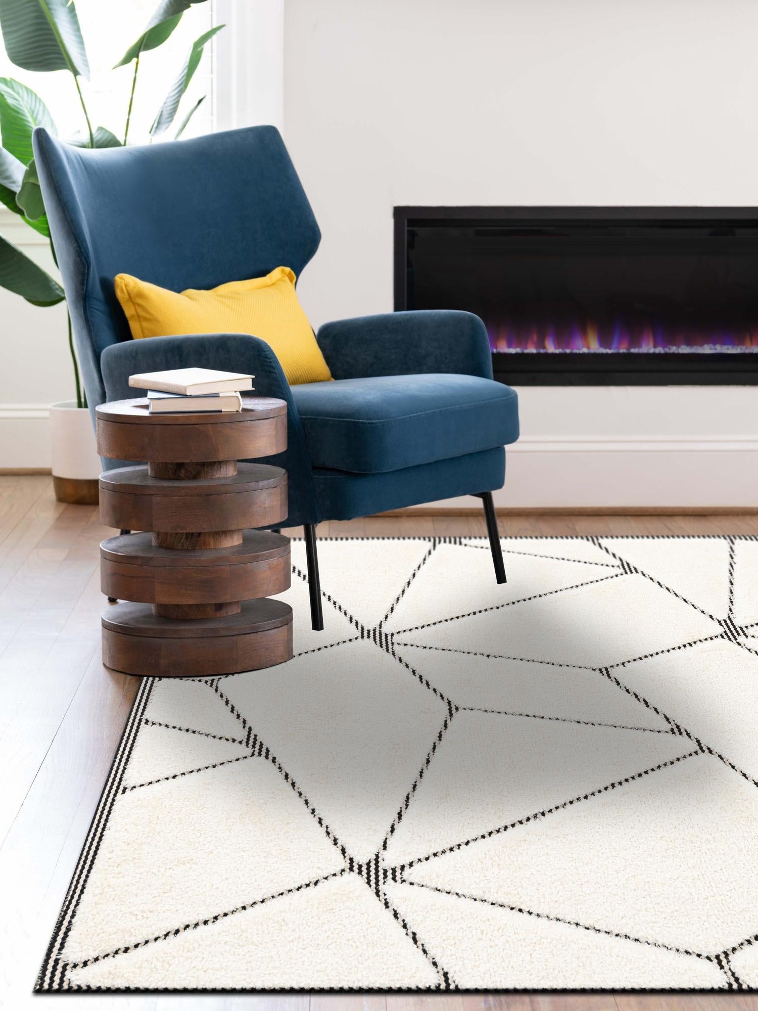 Ivory White 2' x 3' 1 Prismatic Rectangle Area Rug Modern Geometric Unique Design Carpet for Contemporary Interior Home Decorating for Sale at Rug Engine