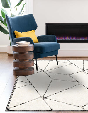 Ivory White 2' x 3' 1 Prismatic Rectangle Area Rug Modern Geometric Unique Design Carpet for Contemporary Interior Home Decorating for Sale at Rug Engine