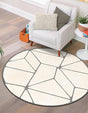 Ivory White 3' 1 x 3' 1 Prismatic Round Area Rug Modern Geometric Unique Design Carpet for Contemporary Interior Home Decorating for Sale at Rug Engine
