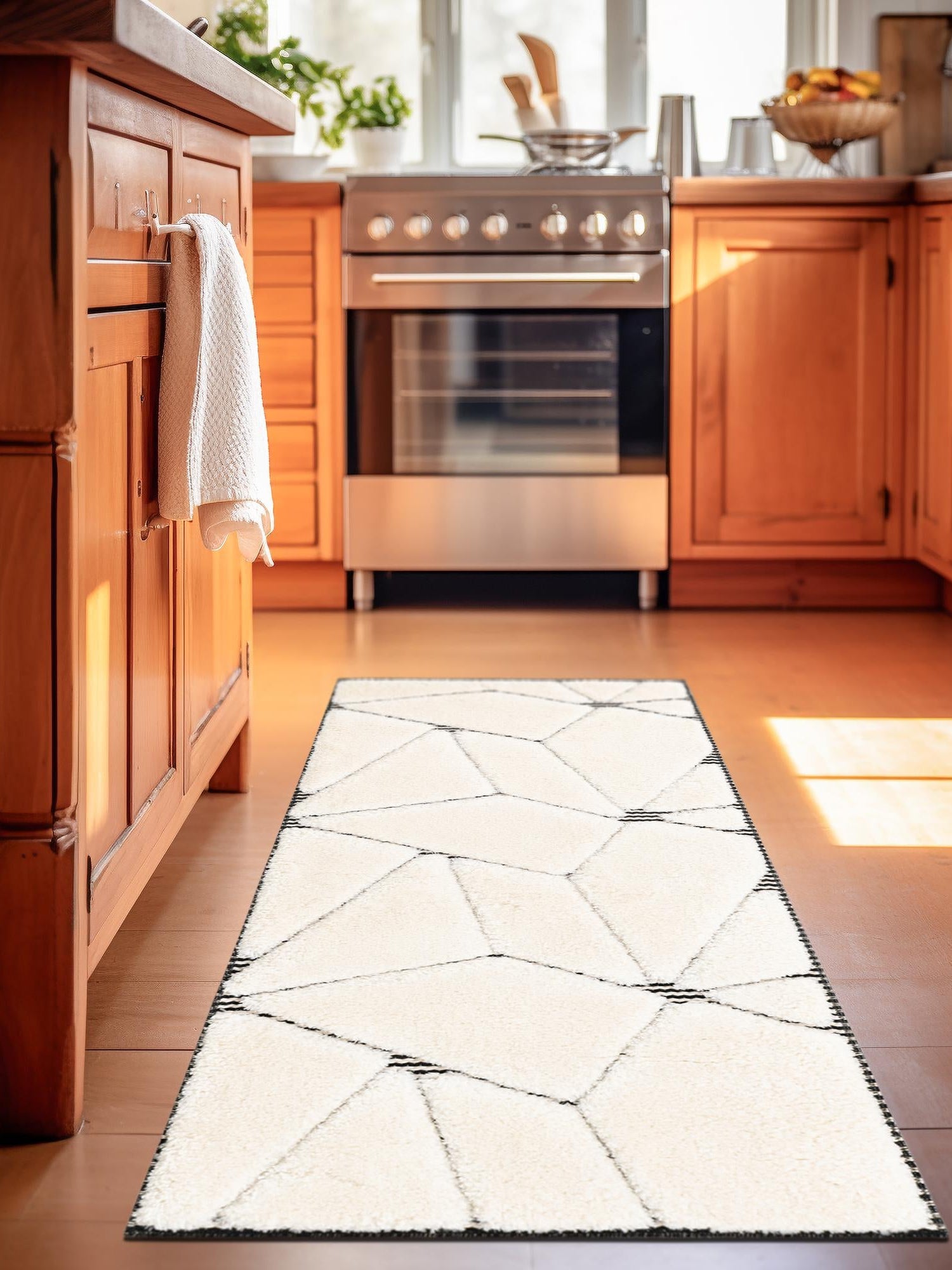 Ivory White 2' 7 x 8' Prismatic Runner Area Rug Modern Geometric Unique Design Carpet for Contemporary Interior Home Decorating for Sale at Rug Engine