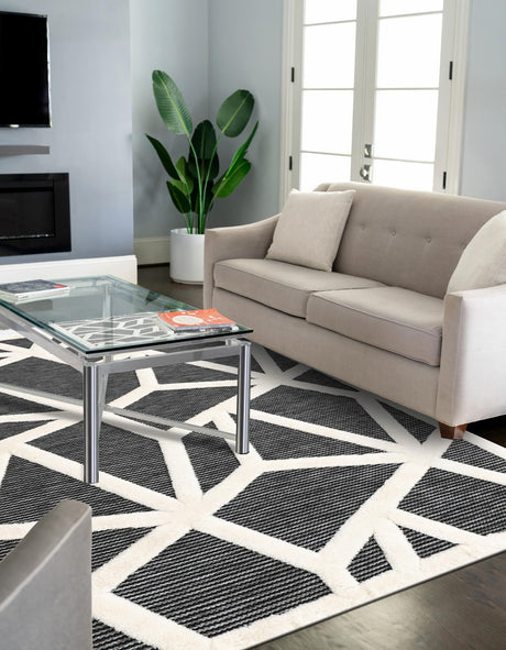 Gray 5' 1 x 7' 1 Prismatic Rectangle Area Rug Modern Geometric Unique Design Carpet for Contemporary Interior Home Decorating for Sale at Rug Engine
