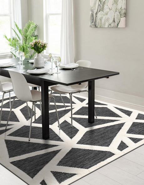 Gray 4' 1 x 6' 1 Prismatic Rectangle Area Rug Modern Geometric Unique Design Carpet for Contemporary Interior Home Decorating for Sale at Rug Engine