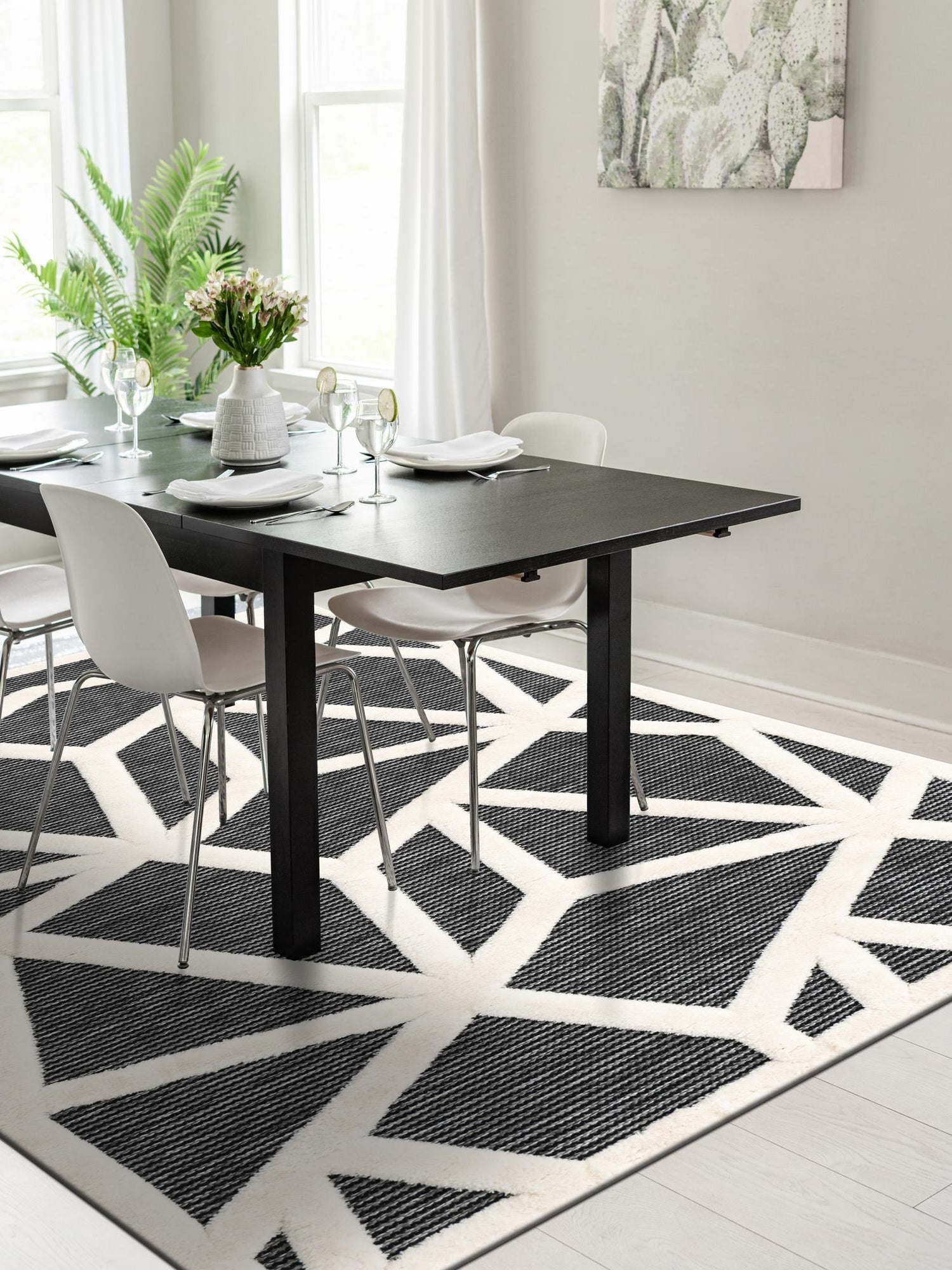 Gray 5' 1 x 7' 1 Prismatic Rectangle Area Rug Modern Geometric Unique Design Carpet for Contemporary Interior Home Decorating for Sale at Rug Engine