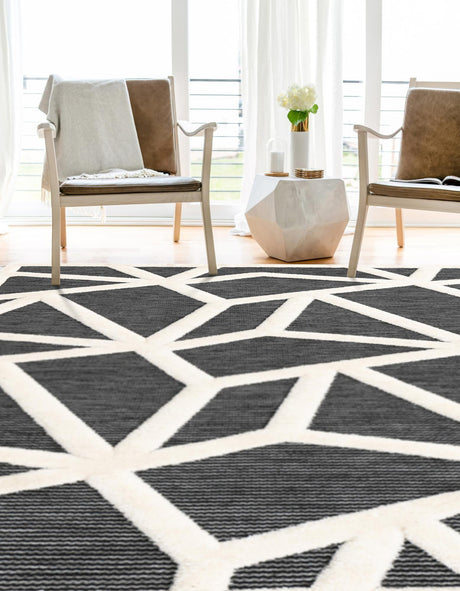 Gray 4' 1 x 6' 1 Prismatic Rectangle Area Rug Modern Geometric Unique Design Carpet for Contemporary Interior Home Decorating for Sale at Rug Engine