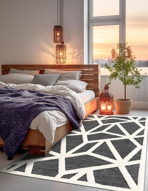 Gray 9' x 12' Prismatic Rectangle Area Rug Modern Geometric Unique Design Carpet for Contemporary Interior Home Decorating for Sale at Rug Engine