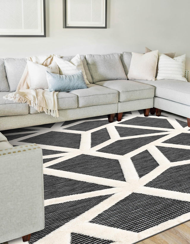 Gray 6' 1 x 9' Prismatic Rectangle Area Rug Modern Geometric Unique Design Carpet for Contemporary Interior Home Decorating for Sale at Rug Engine