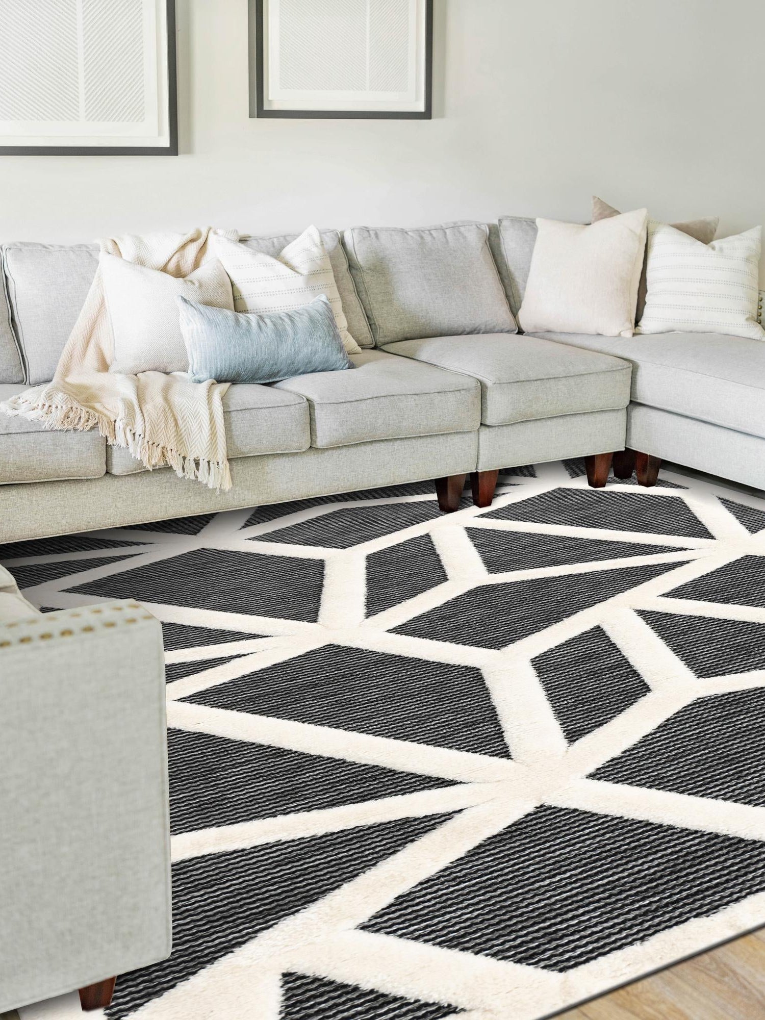 Gray 5' 3 x 8' Prismatic Rectangle Area Rug Modern Geometric Unique Design Carpet for Contemporary Interior Home Decorating for Sale at Rug Engine
