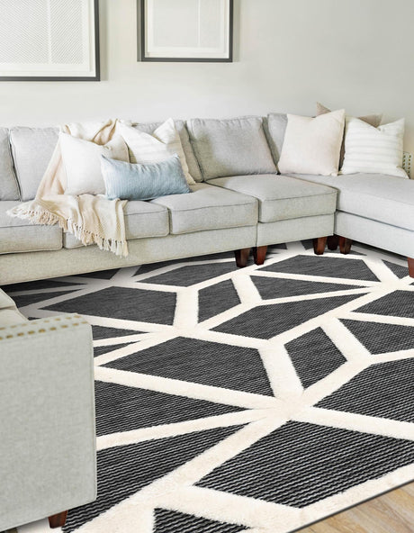 Gray 4' 1 x 6' 1 Prismatic Rectangle Area Rug Modern Geometric Unique Design Carpet for Contemporary Interior Home Decorating for Sale at Rug Engine