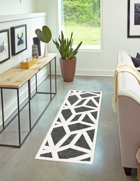 Gray 2' 7 x 8' Prismatic Runner Area Rug Modern Geometric Unique Design Carpet for Contemporary Interior Home Decorating for Sale at Rug Engine