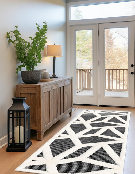 Gray 2' 7 x 8' Prismatic Runner Area Rug Modern Geometric Unique Design Carpet for Contemporary Interior Home Decorating for Sale at Rug Engine