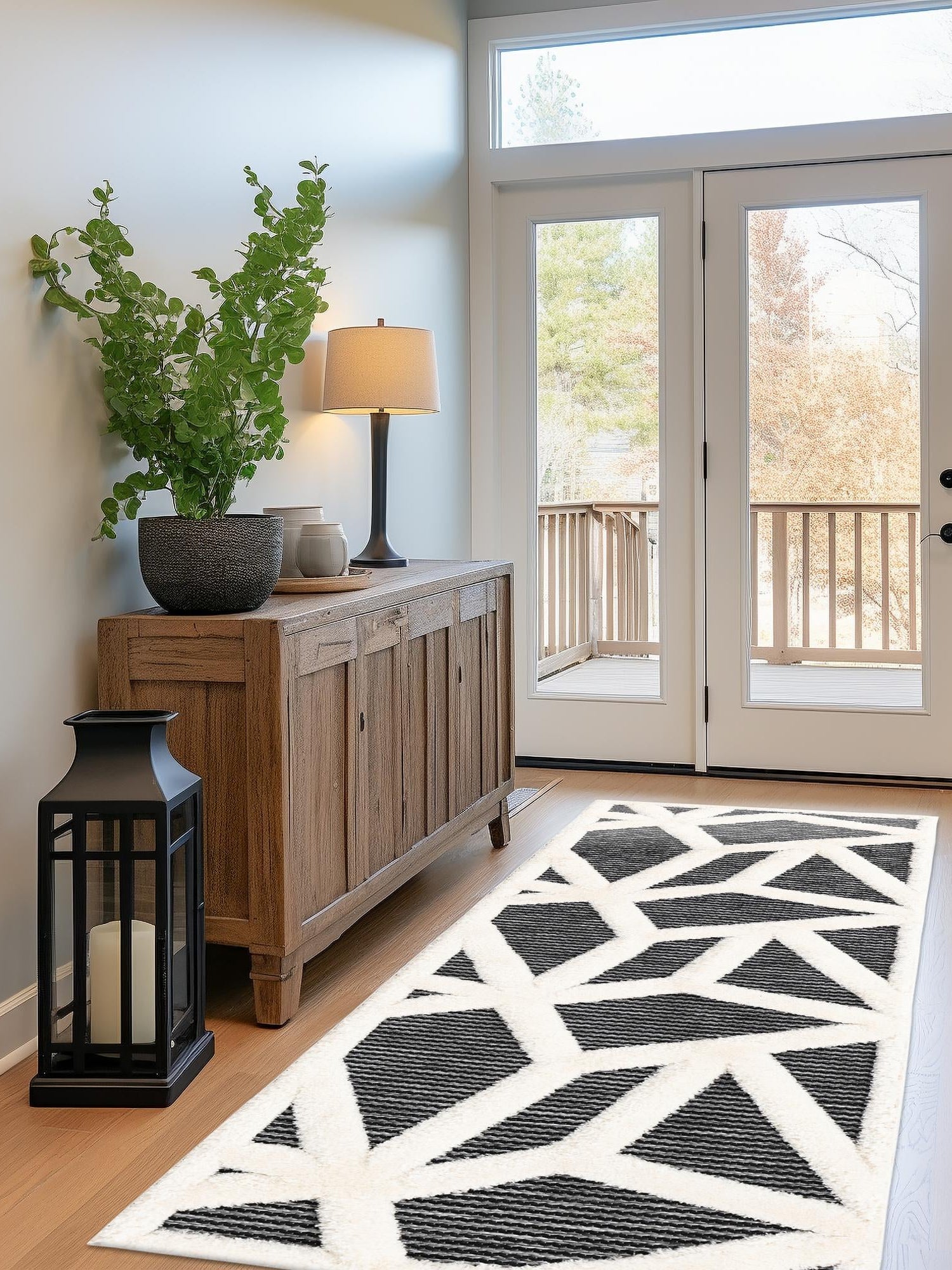 Gray 2' x 6' 1 Prismatic Runner Area Rug Modern Geometric Unique Design Carpet for Contemporary Interior Home Decorating for Sale at Rug Engine
