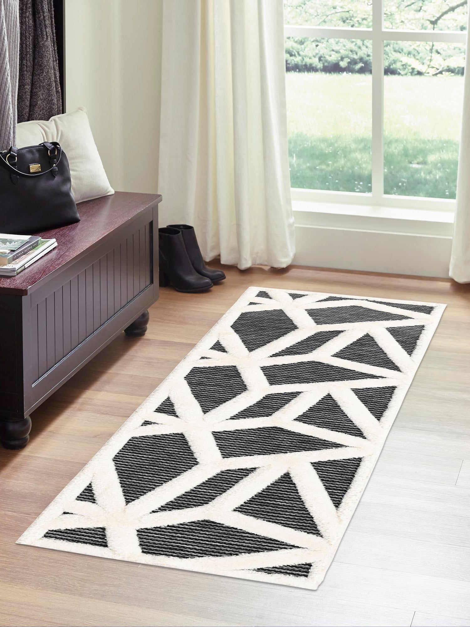 Gray 2' 7 x 8' Prismatic Runner Area Rug Modern Geometric Unique Design Carpet for Contemporary Interior Home Decorating for Sale at Rug Engine