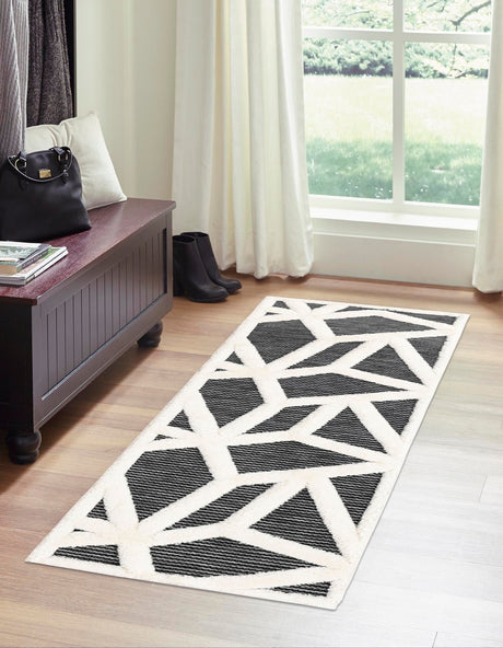 Gray 2' x 5' 1 Prismatic Runner Area Rug Modern Geometric Unique Design Carpet for Contemporary Interior Home Decorating for Sale at Rug Engine