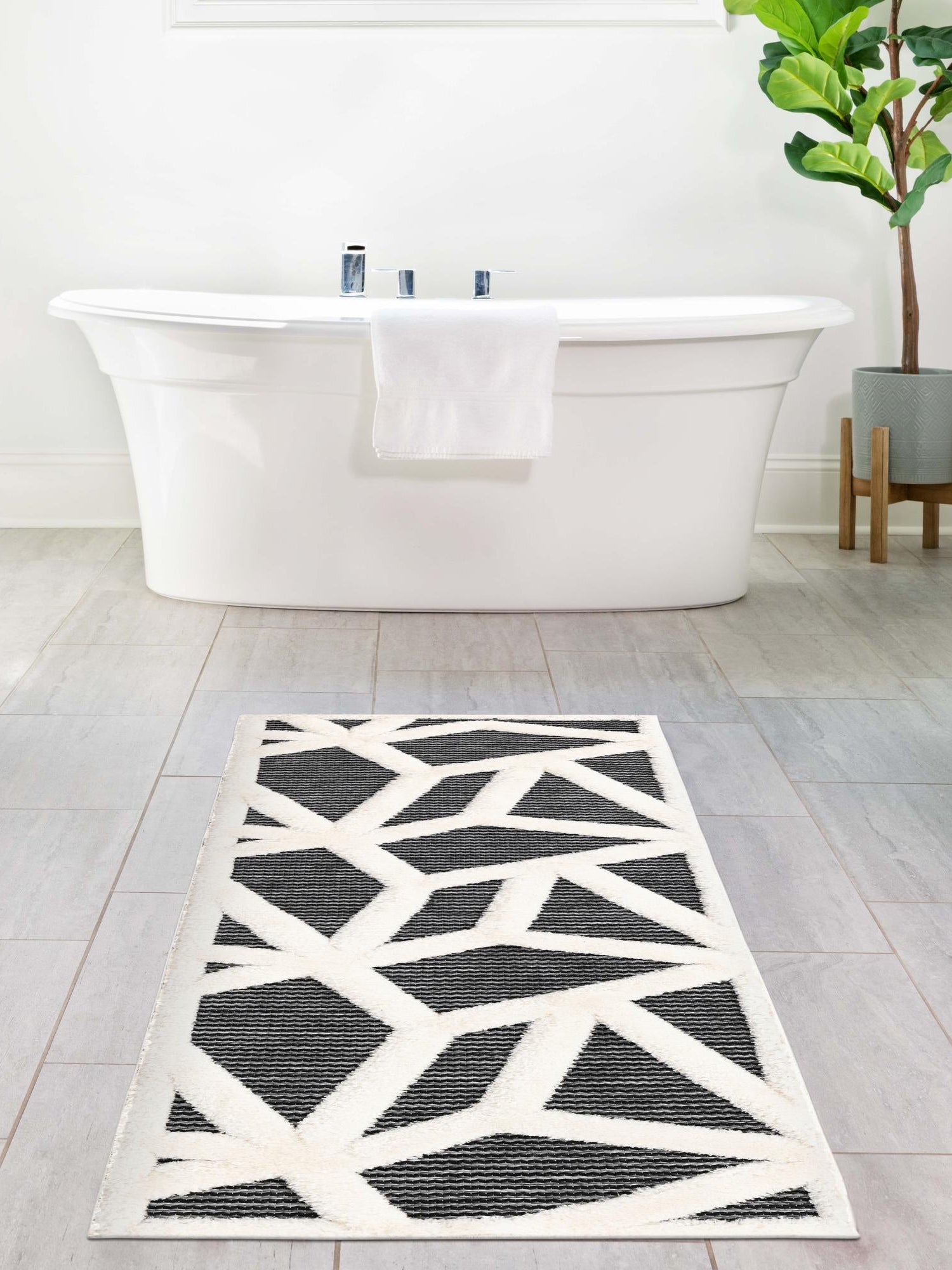 Gray 2' x 6' 1 Prismatic Runner Area Rug Modern Geometric Unique Design Carpet for Contemporary Interior Home Decorating for Sale at Rug Engine