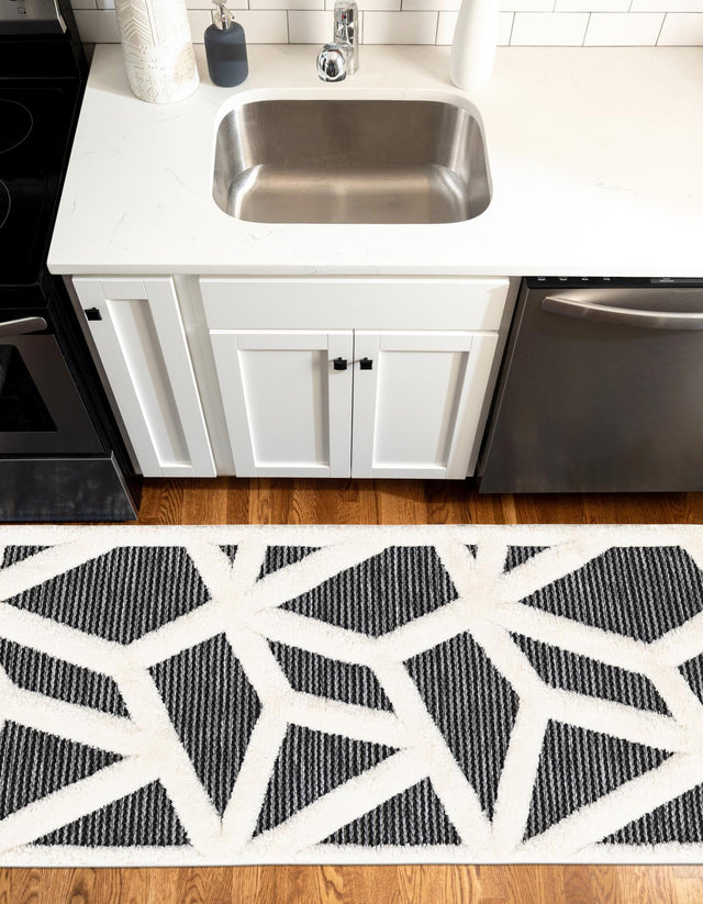 Gray 2' 7 x 12' Prismatic Runner Area Rug Modern Geometric Unique Design Carpet for Contemporary Interior Home Decorating for Sale at Rug Engine
