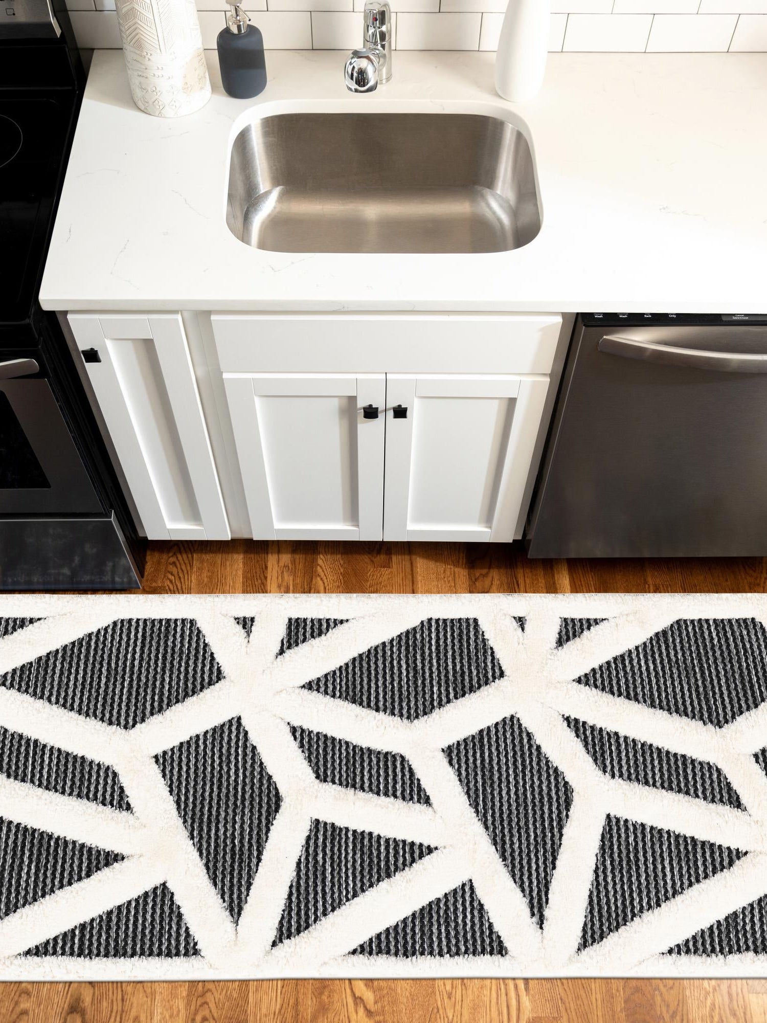 Gray 2' 7 x 8' Prismatic Runner Area Rug Modern Geometric Unique Design Carpet for Contemporary Interior Home Decorating for Sale at Rug Engine