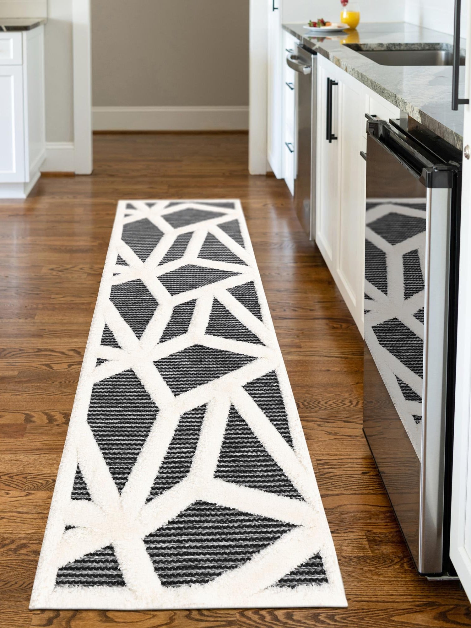 Gray 2' x 5' 1 Prismatic Runner Area Rug Modern Geometric Unique Design Carpet for Contemporary Interior Home Decorating for Sale at Rug Engine