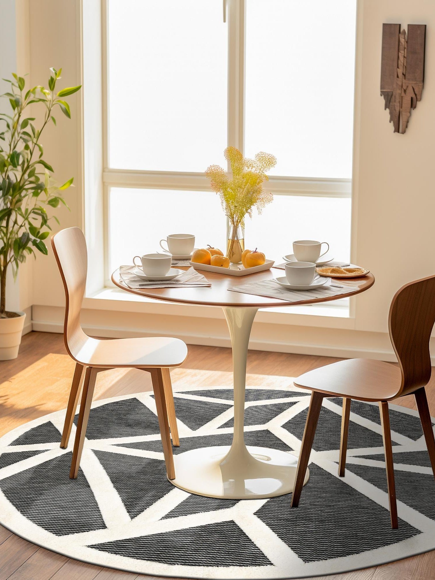 Gray 6' 1 x 6' 1 Prismatic Round Area Rug Modern Geometric Unique Design Carpet for Contemporary Interior Home Decorating for Sale at Rug Engine