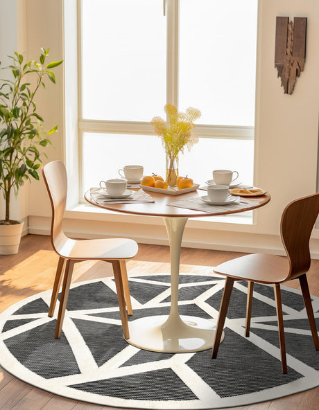 Gray 6' 1 x 6' 1 Prismatic Round Area Rug Modern Geometric Unique Design Carpet for Contemporary Interior Home Decorating for Sale at Rug Engine