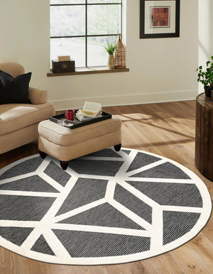 Gray 7' 10 x 7' 10 Prismatic Round Area Rug Modern Geometric Unique Design Carpet for Contemporary Interior Home Decorating for Sale at Rug Engine