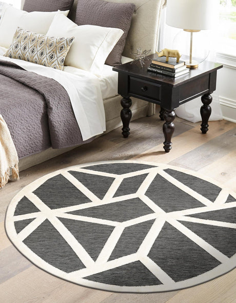 Gray 3' 1 x 3' 1 Prismatic Round Area Rug Modern Geometric Unique Design Carpet for Contemporary Interior Home Decorating for Sale at Rug Engine