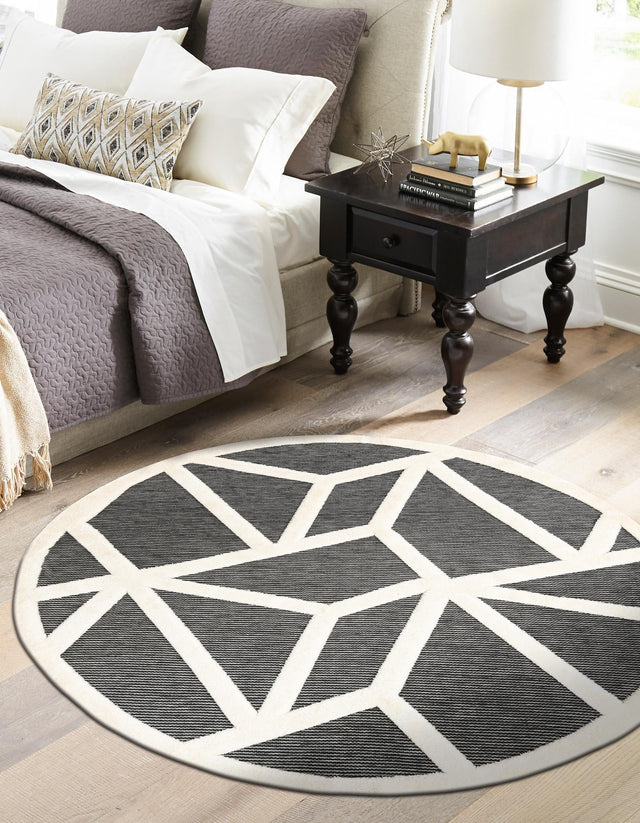 Gray 3' 1 x 3' 1 Prismatic Round Area Rug Modern Geometric Unique Design Carpet for Contemporary Interior Home Decorating for Sale at Rug Engine