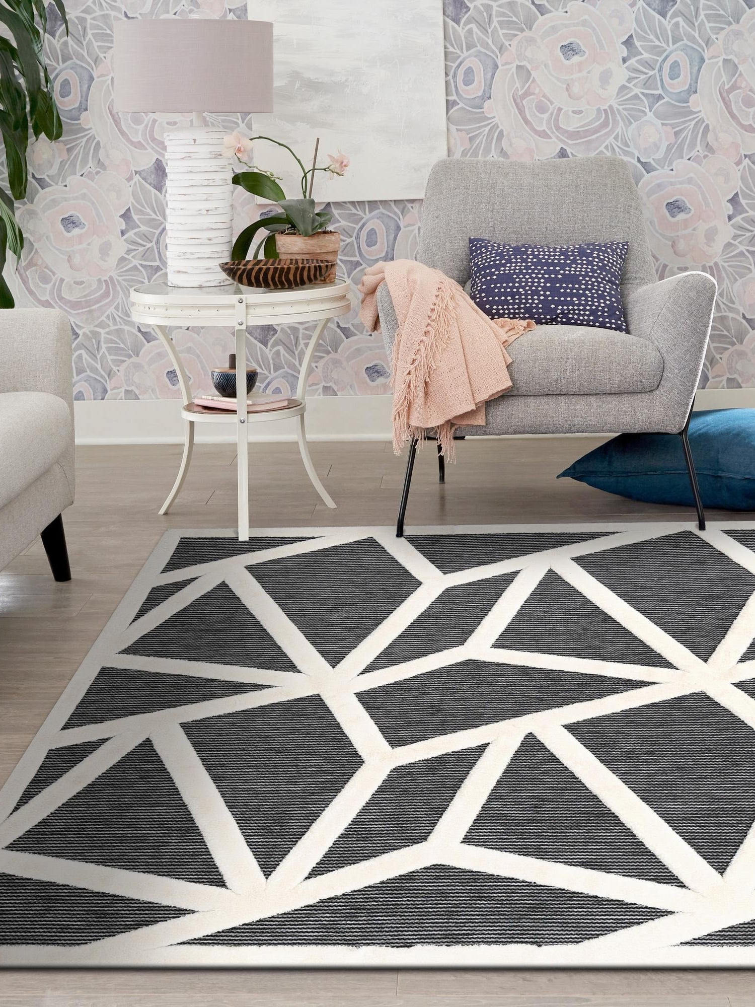 Gray 7' 10 x 7' 10 Prismatic Square Area Rug Modern Geometric Unique Design Carpet for Contemporary Interior Home Decorating for Sale at Rug Engine