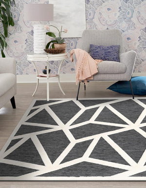 Gray 7' 10 x 7' 10 Prismatic Square Area Rug Modern Geometric Unique Design Carpet for Contemporary Interior Home Decorating for Sale at Rug Engine