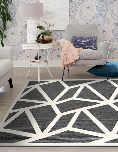 Gray 7' 10 x 7' 10 Prismatic Square Area Rug Modern Geometric Unique Design Carpet for Contemporary Interior Home Decorating for Sale at Rug Engine